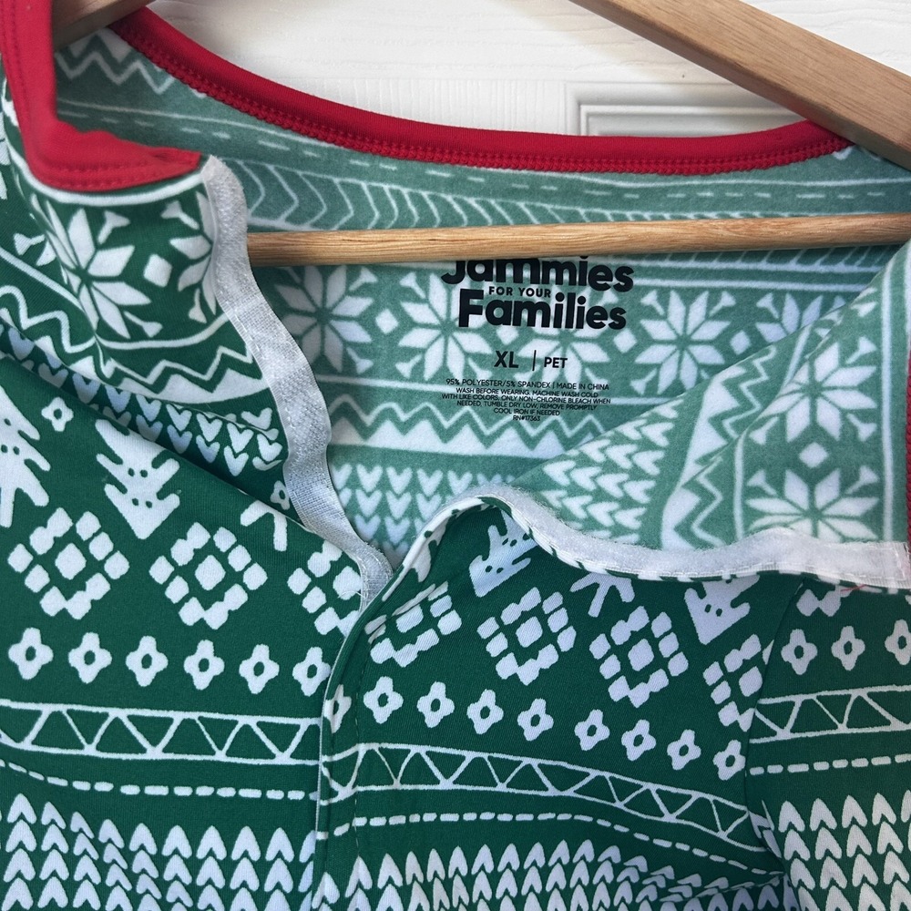 Christmas Holiday Pet Costume Pajamas Size XL Christmas Design Red Green BxN - Picture 3 of 5